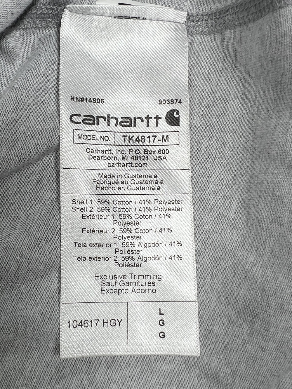 Carhartt Long-Sleeve Pocket Tee in Light Gray with Logo Patch - Picture 3 of 7